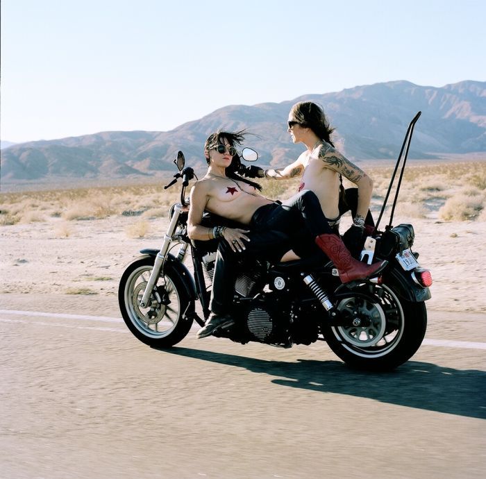 Girls on a motorcycle in Krasnoyarsk